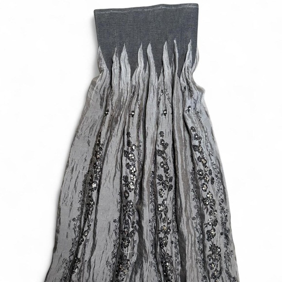 Lapis Sz OS Gray Black Embellished Sequin Floral Tube Midi Dress Fairy Boho - Picture 2 of 6